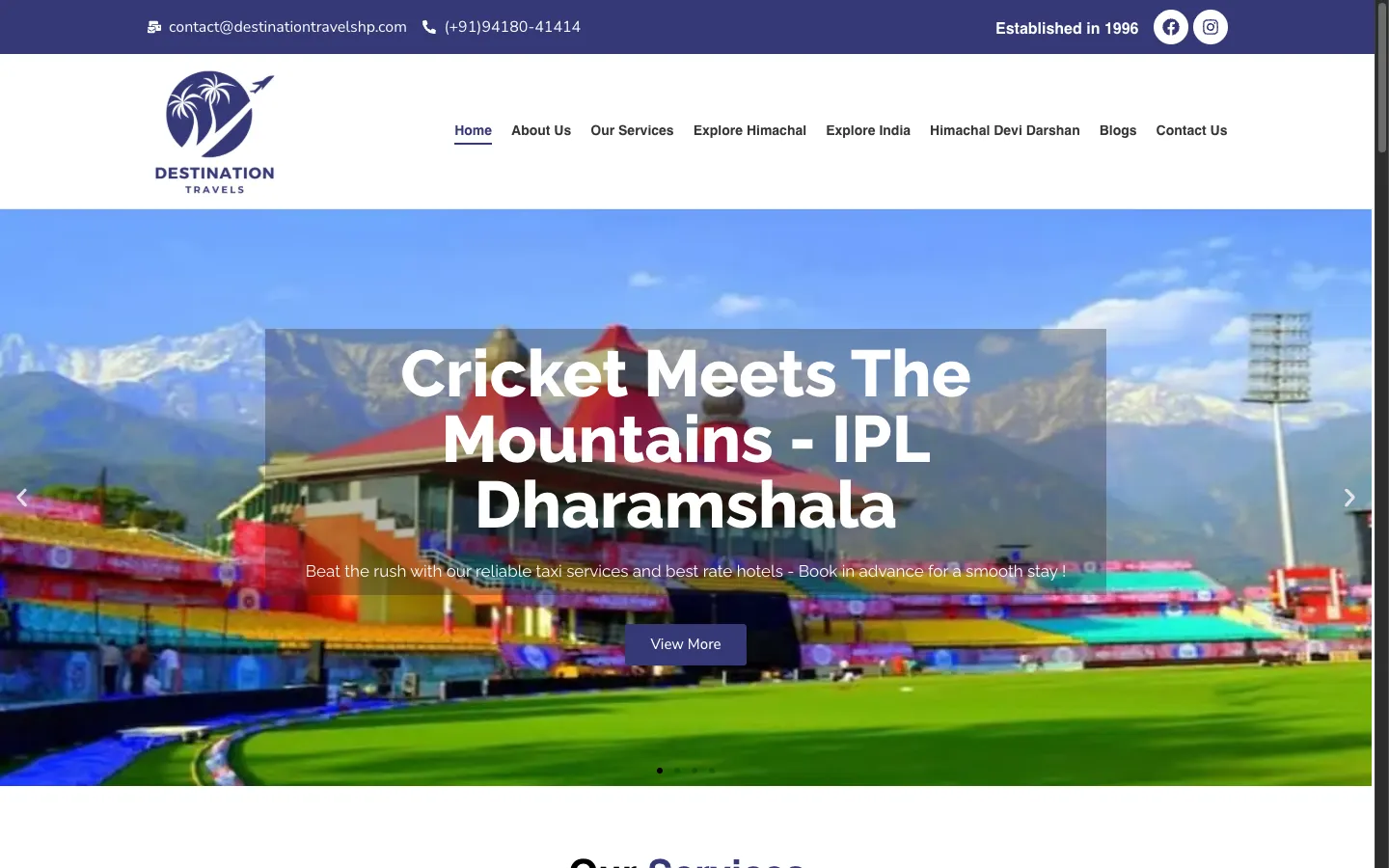 Destination Travels homepage
