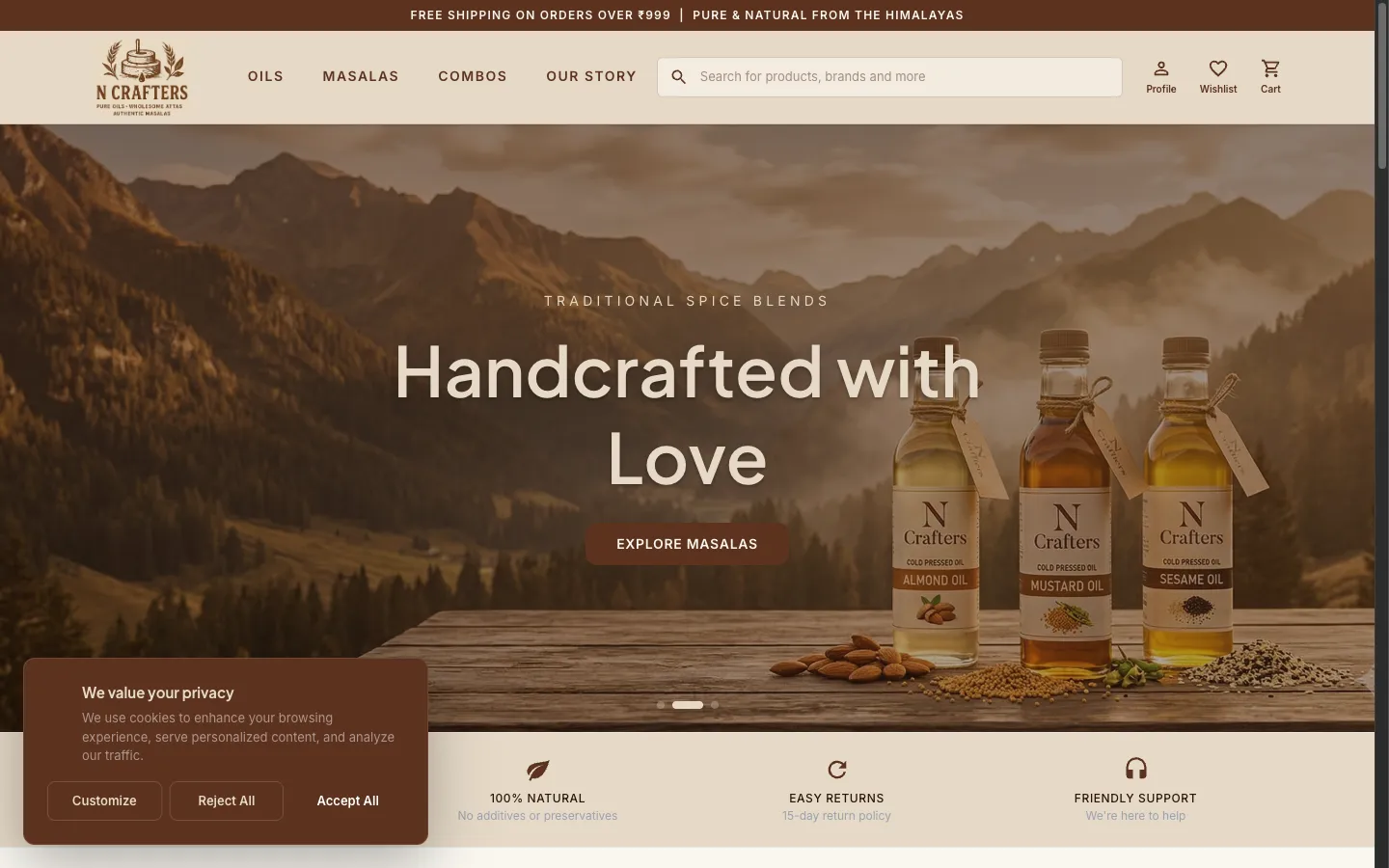 N Crafters Naturals homepage