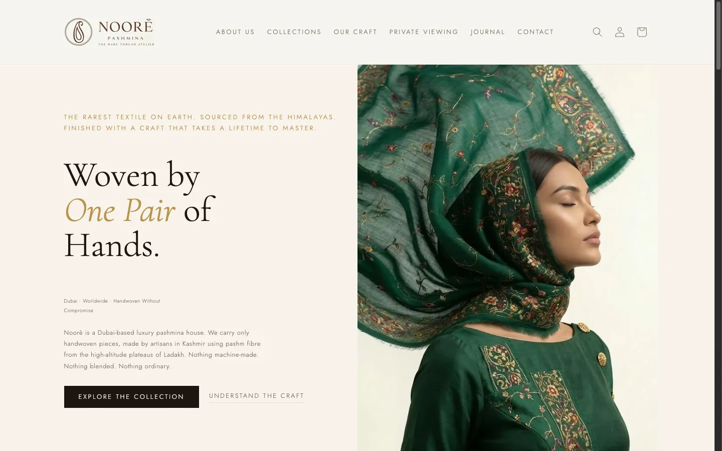 Nooré Pashmina homepage